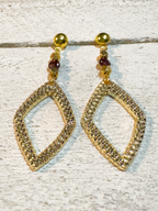 Pendientes rombo piedra granate