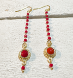 Pendientes cadena adorno rojo