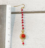 Pendientes cadena adorno rojo