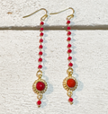 Pendientes cadena adorno rojo