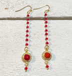 Pendientes cadena adorno rojo