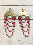 Pendientes cortina rojo guinda