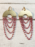 Pendientes cortina rojo guinda