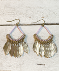 Pendientes lila hojas acero inoxidable dorado