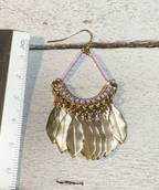 Pendientes lila hojas acero inoxidable dorado