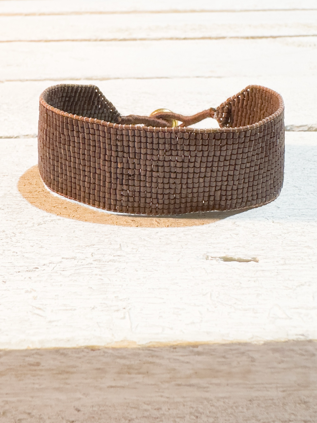Pulsera miyuki cristales marrón cascabel 2cm