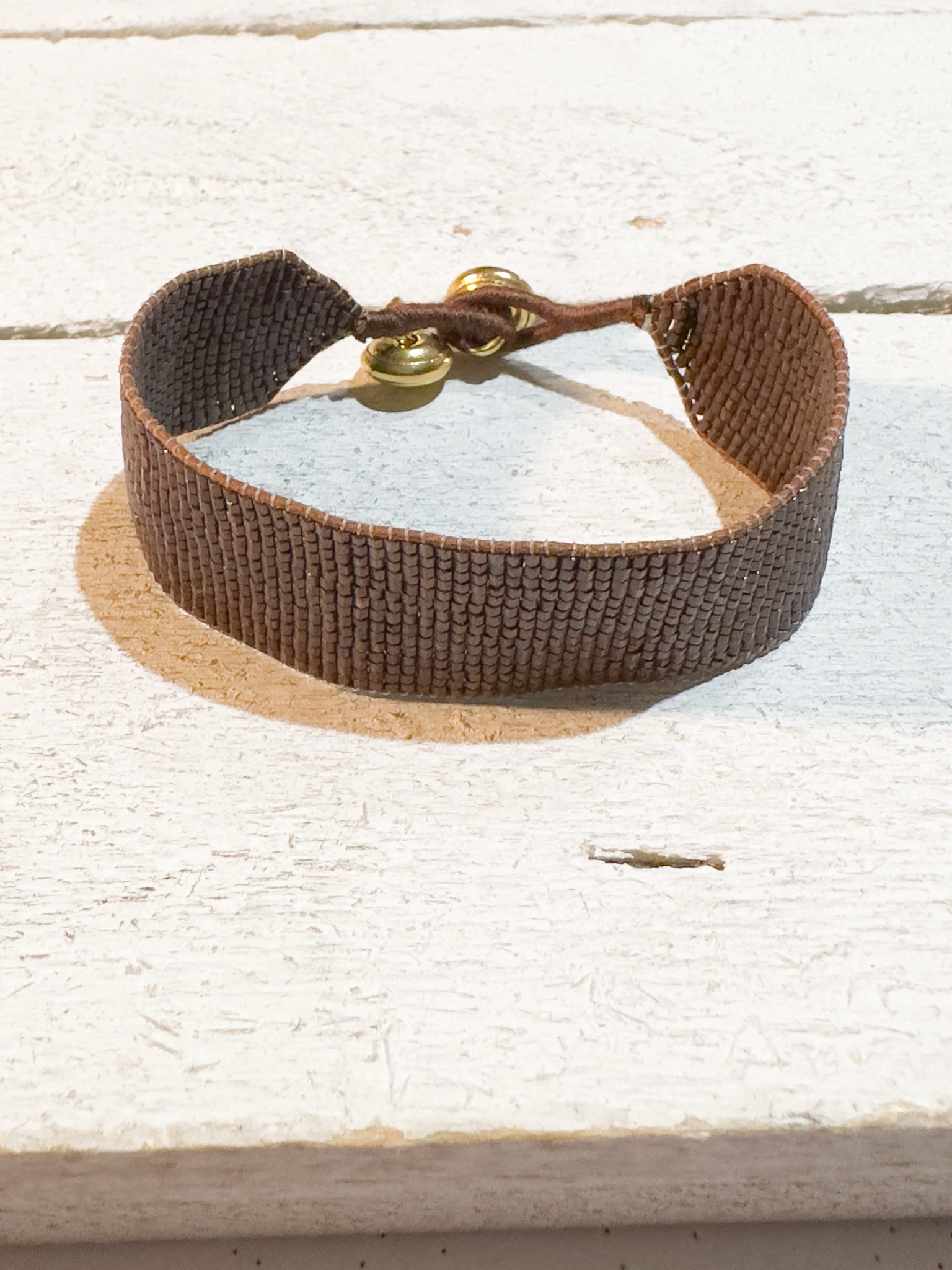 Pulsera miyuki cristales marrón cascabel 2cm