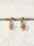Pendientes bolita rosa