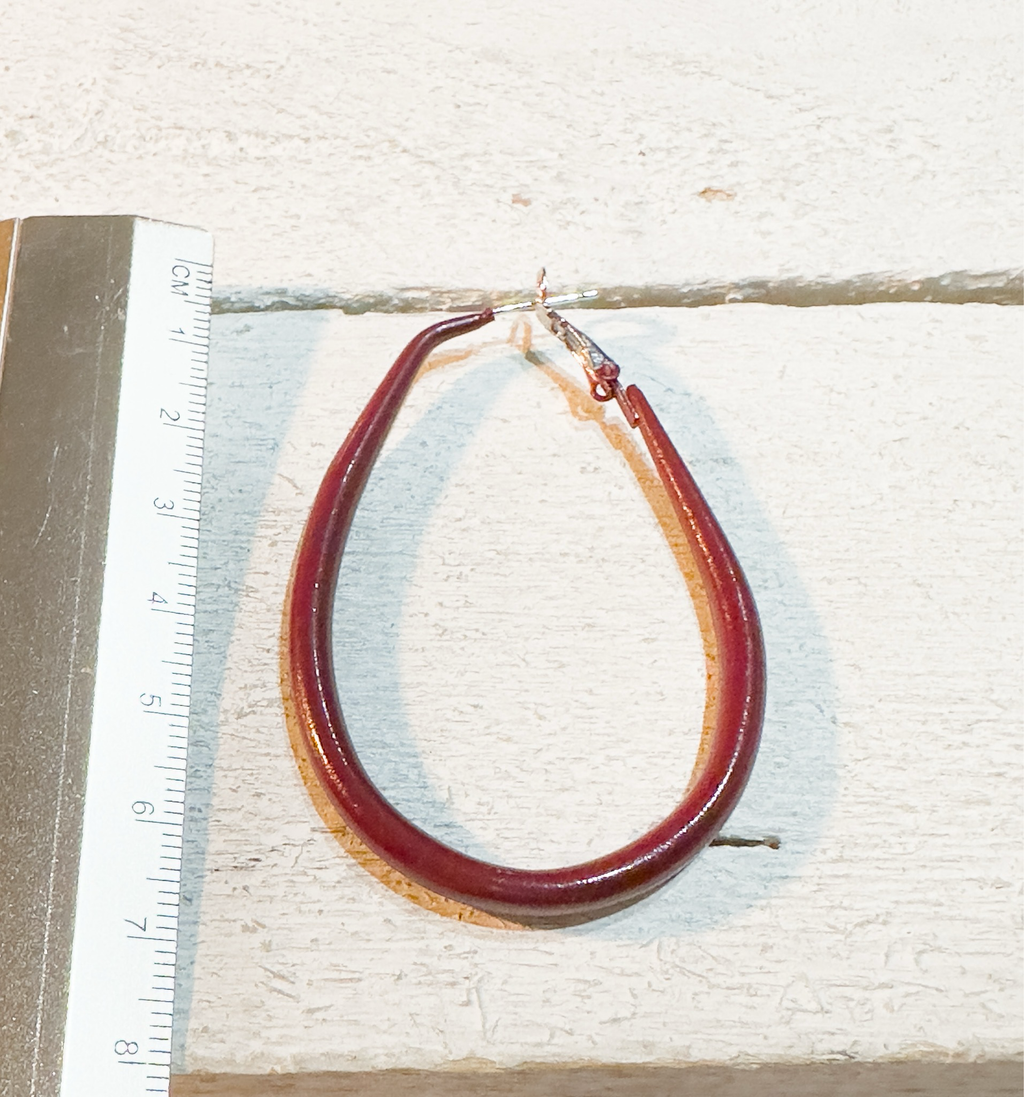 Pendientes aros ovalados granates