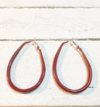 Pendientes aros ovalados granates