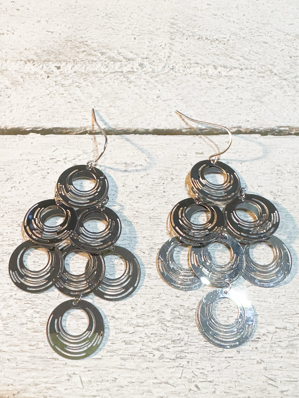 Pendientes cascada movimiento plateado