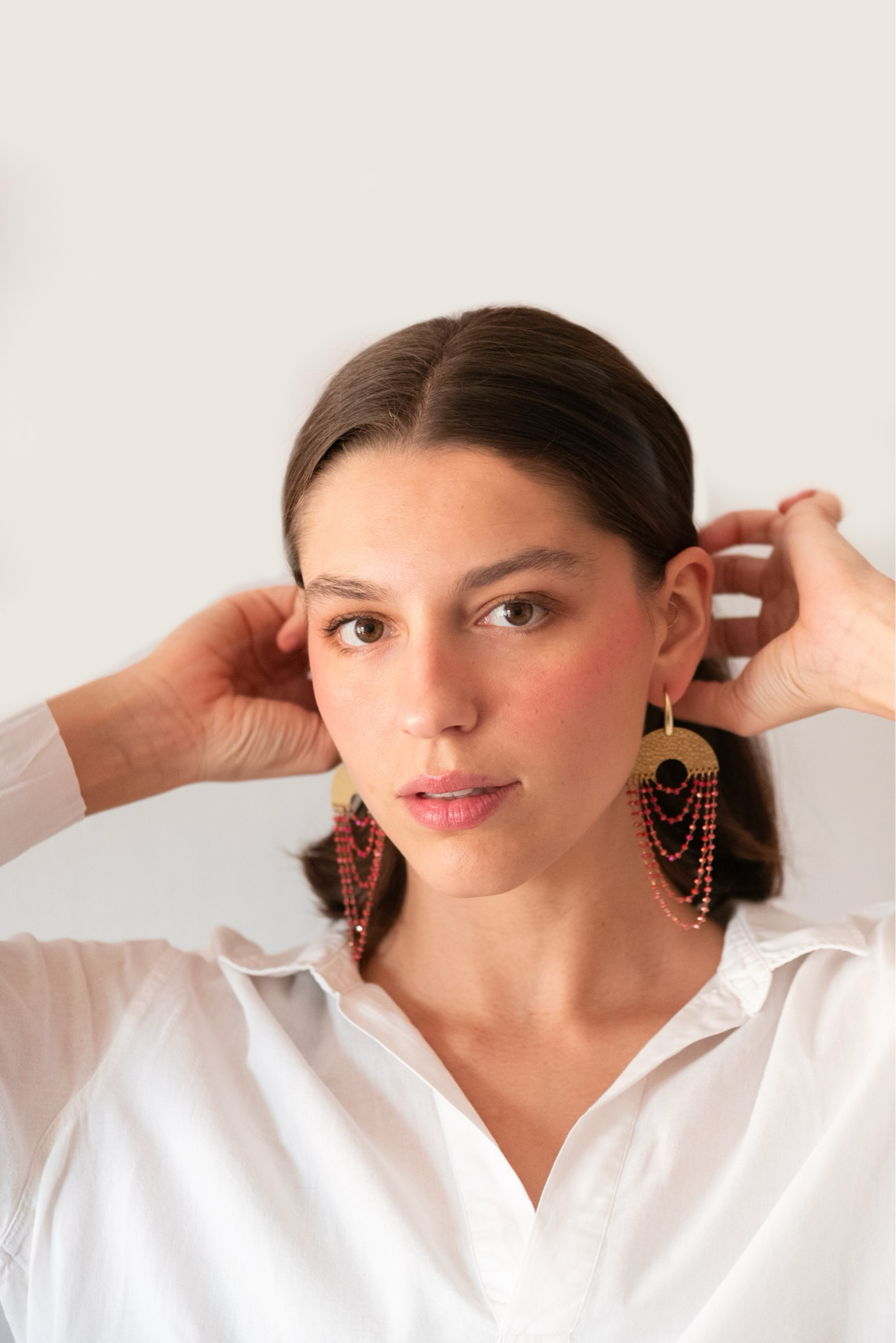 Pendientes cortina rojo guinda