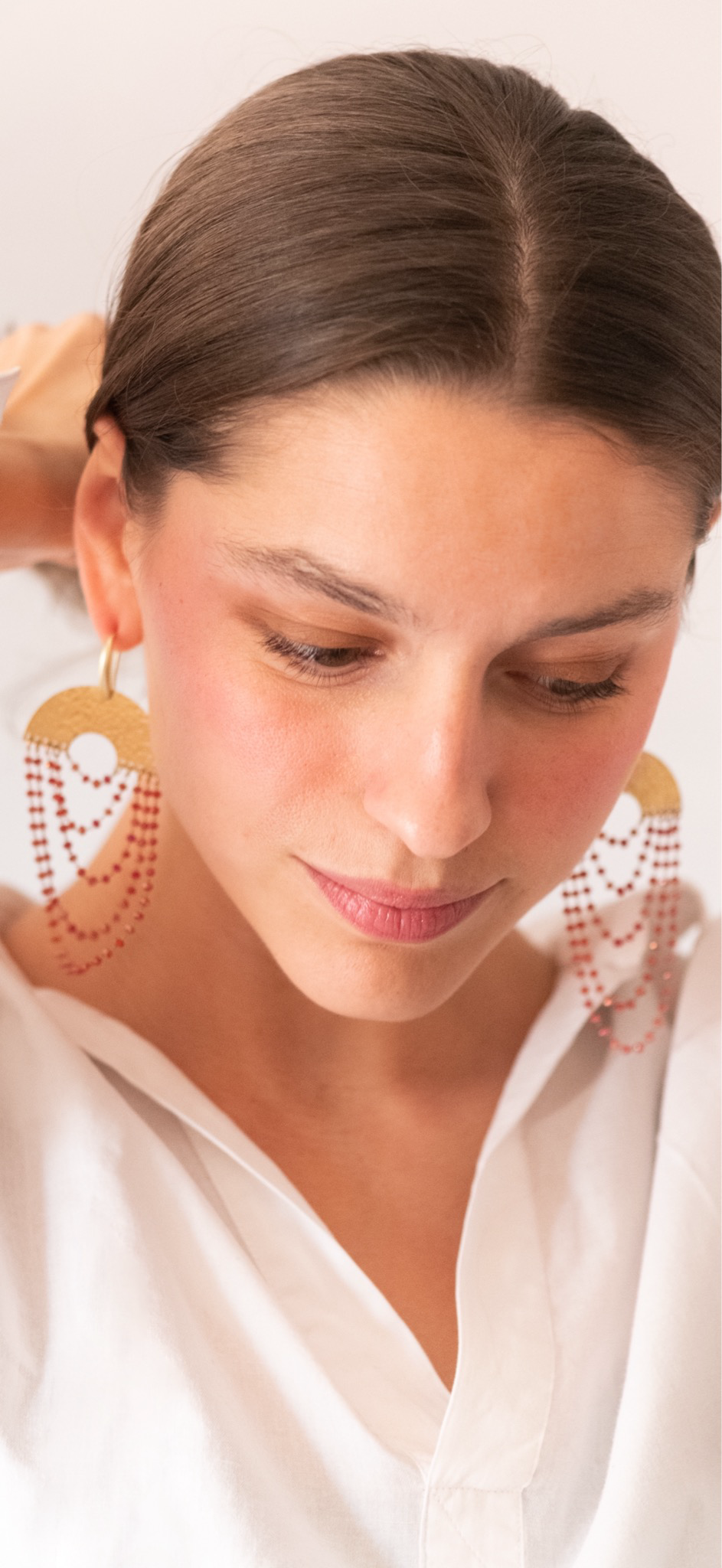 Pendientes cortina rojo guinda