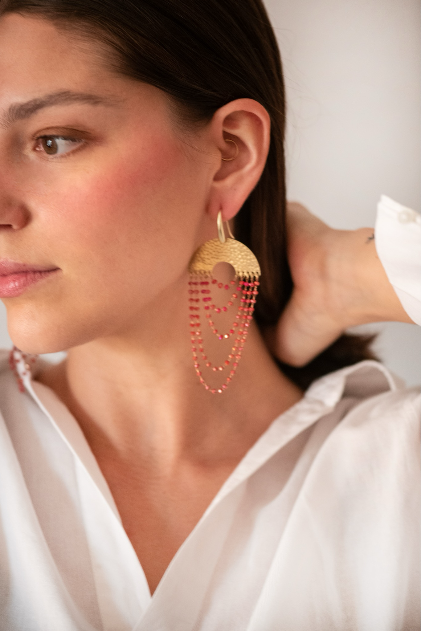Pendientes cortina rojo guinda