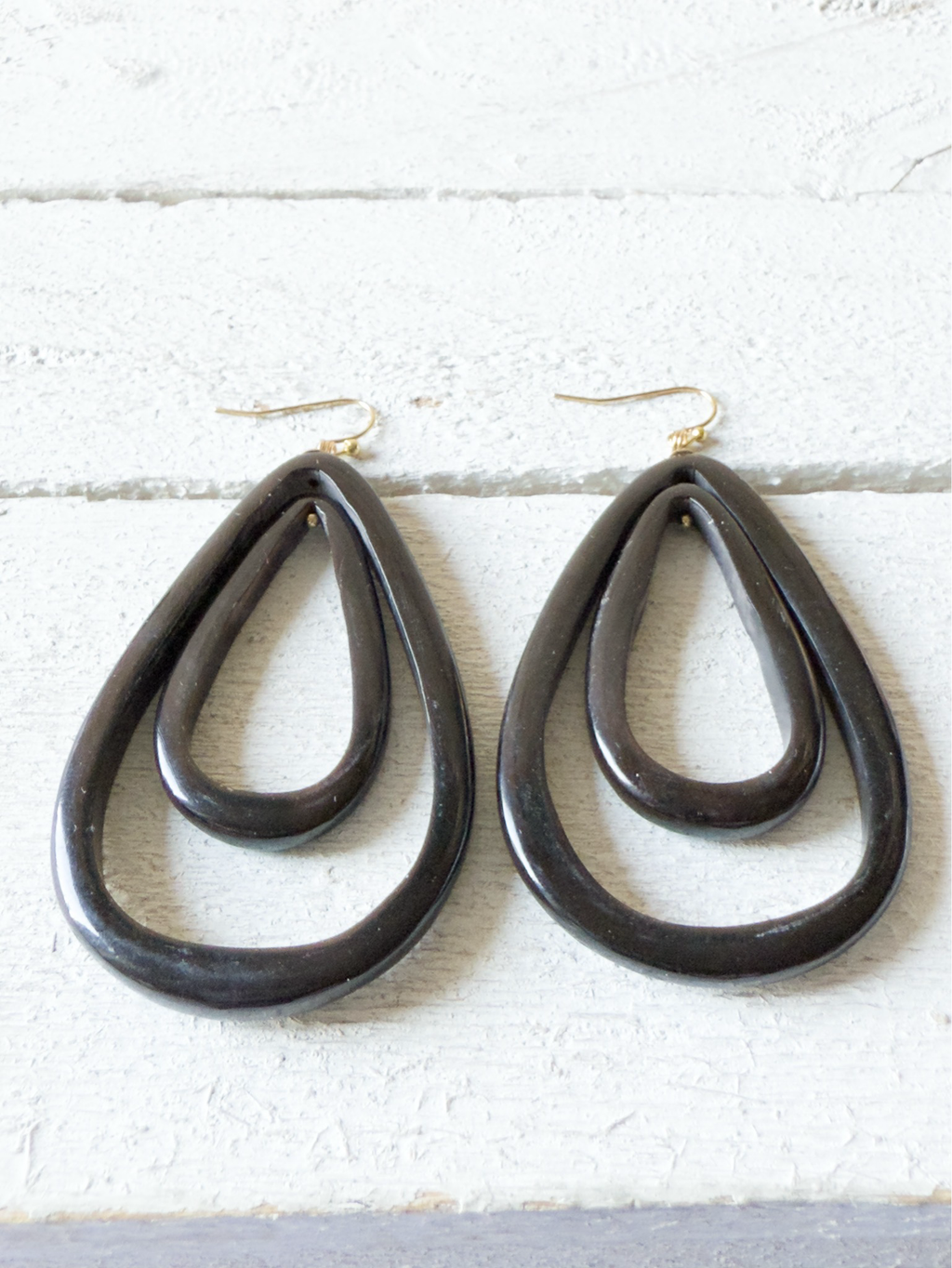 Pendientes gota doble negros grande