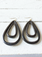 Pendientes gota doble negros grande