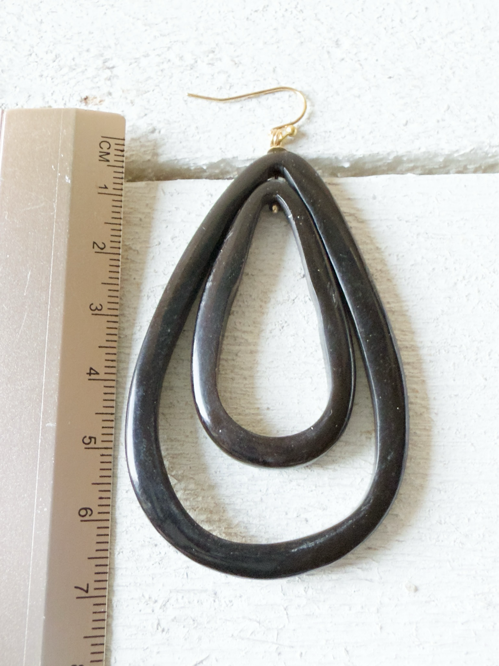 Pendientes gota doble negros grande