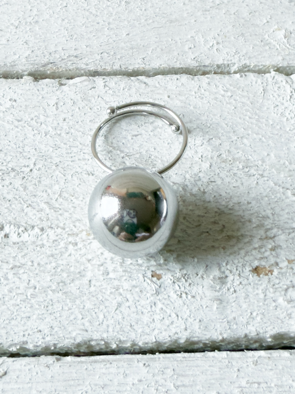 Anillo pelota bola plateado