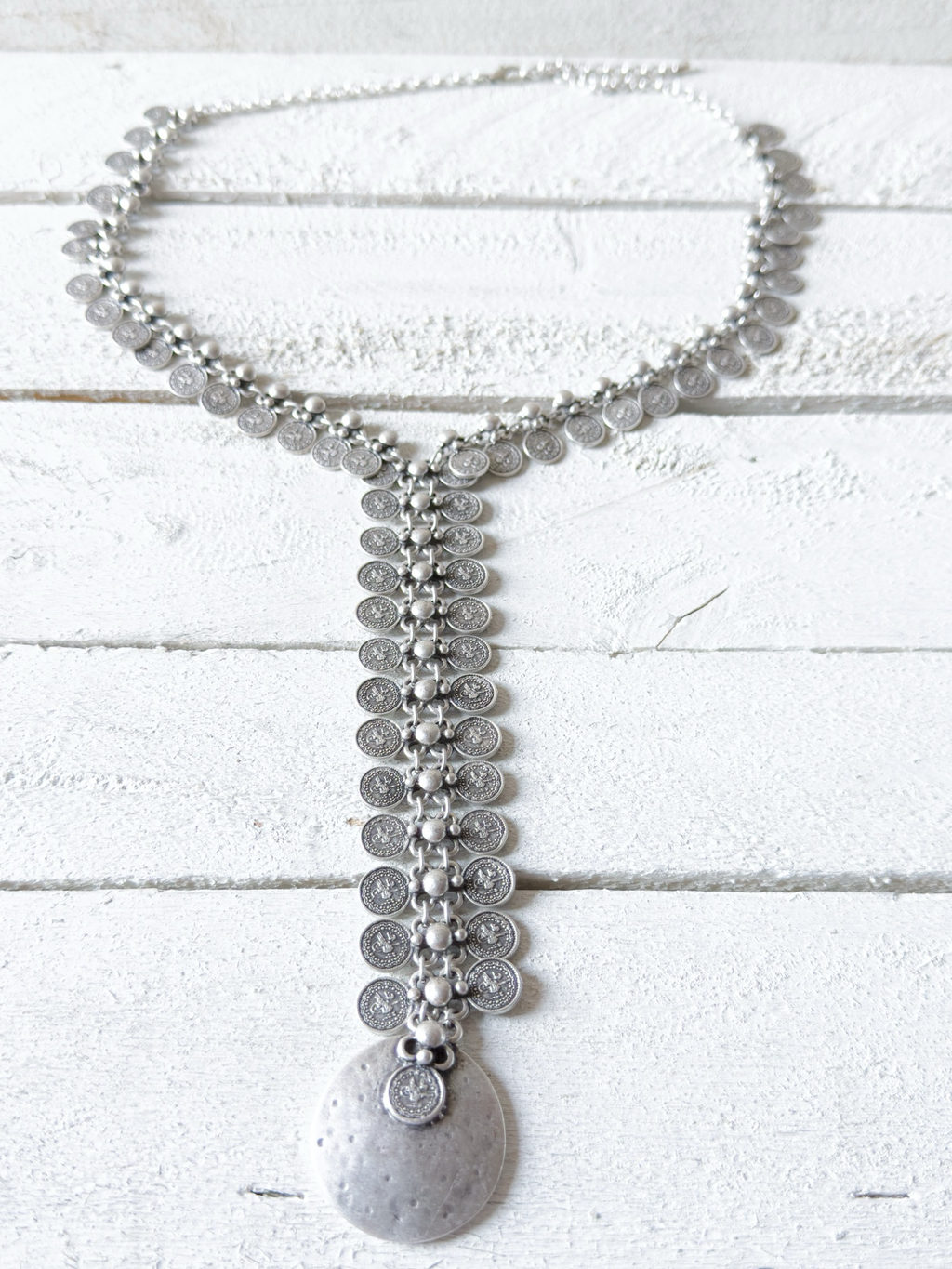 Gargantilla collar tribal monedas plateado