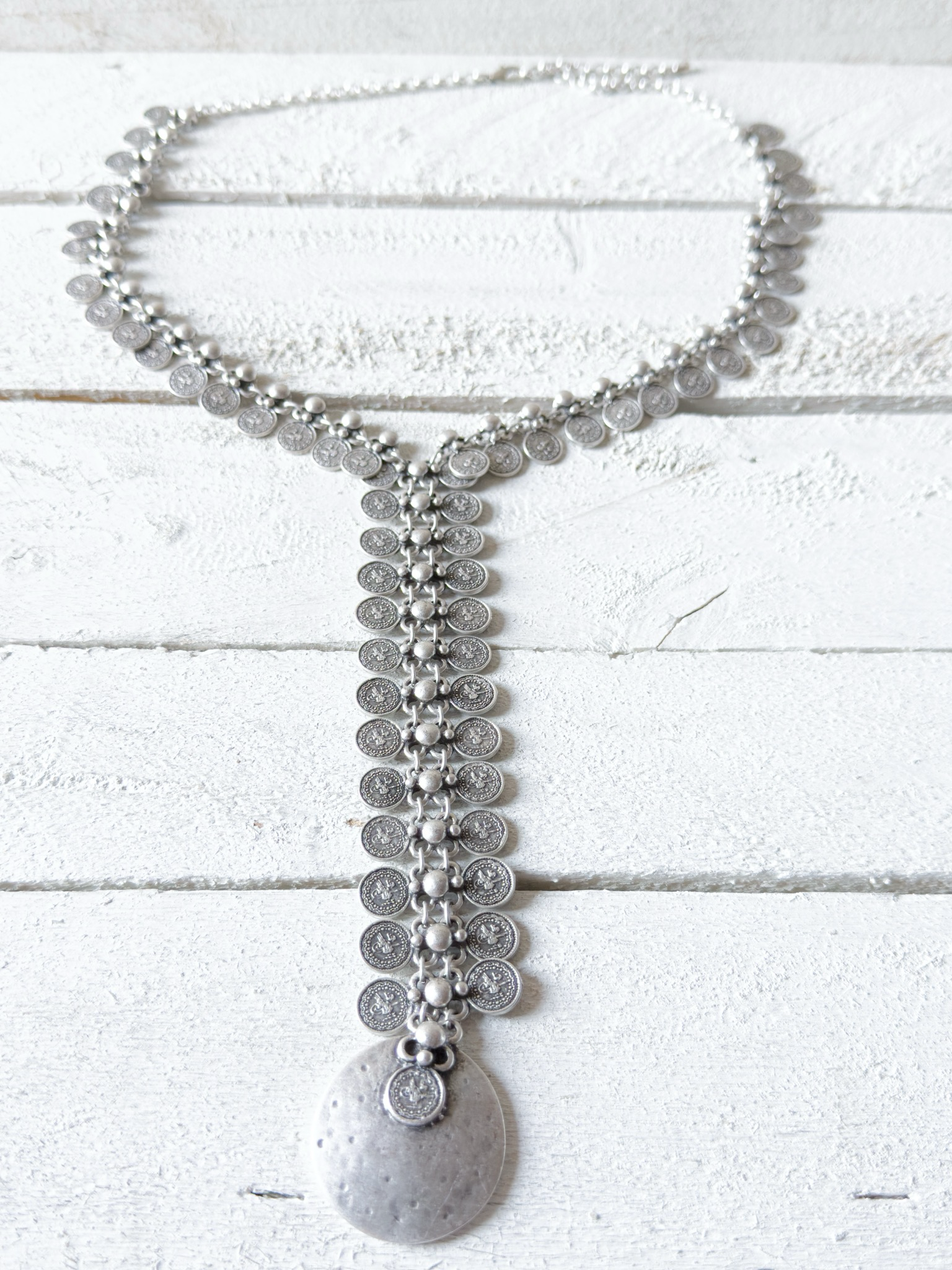 Gargantilla collar tribal monedas plateado