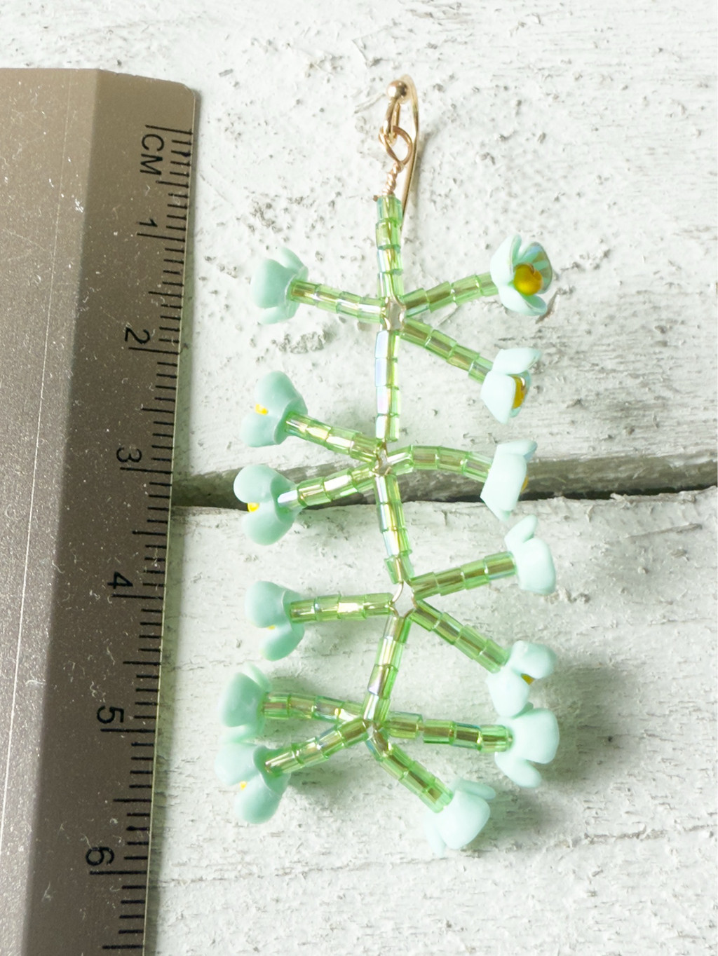 Pendientes flores abalorios azul y verde