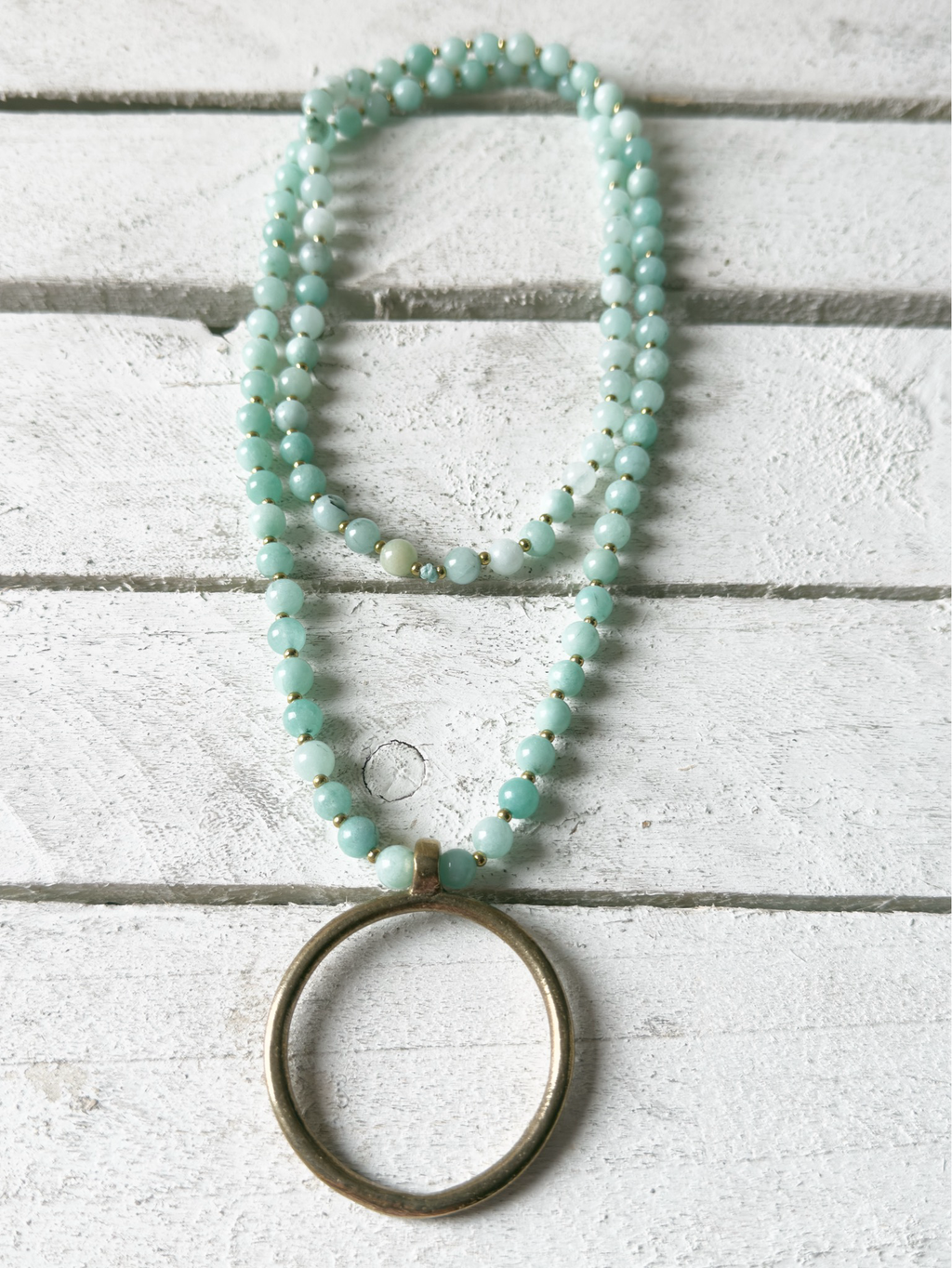 Collar aro étnico piedra agua