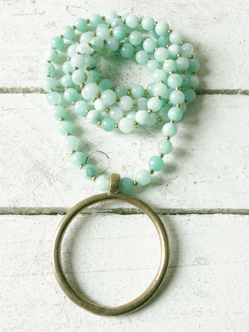Collar aro étnico piedra agua