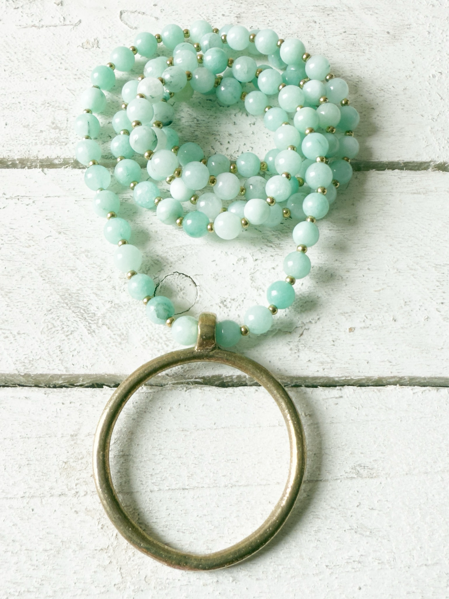 Collar aro étnico piedra agua