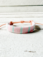 Pulsera ancha cuero rosa/agua