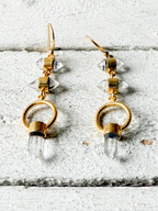 Pendientes doble cristal aro