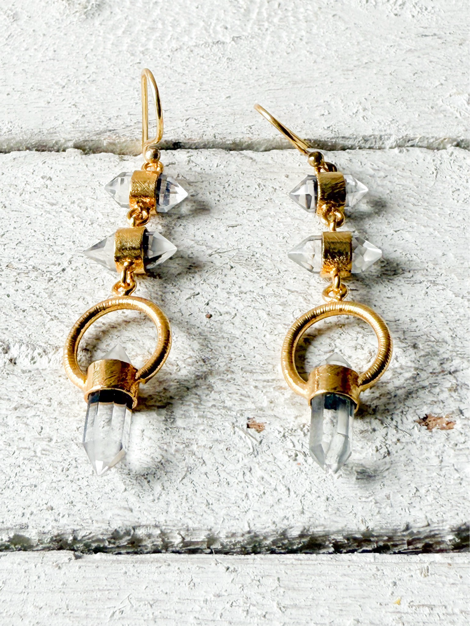 Pendientes doble cristal aro