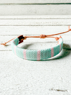 Pulsera ancha cuero agua/rosa