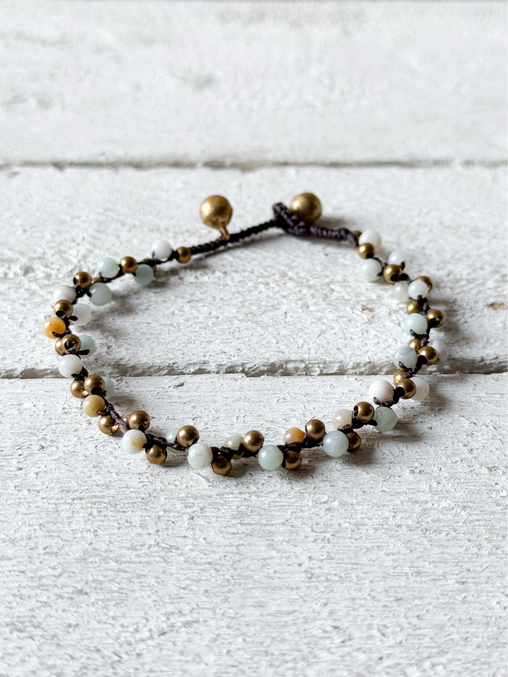 Pulsera nudos aguamarina