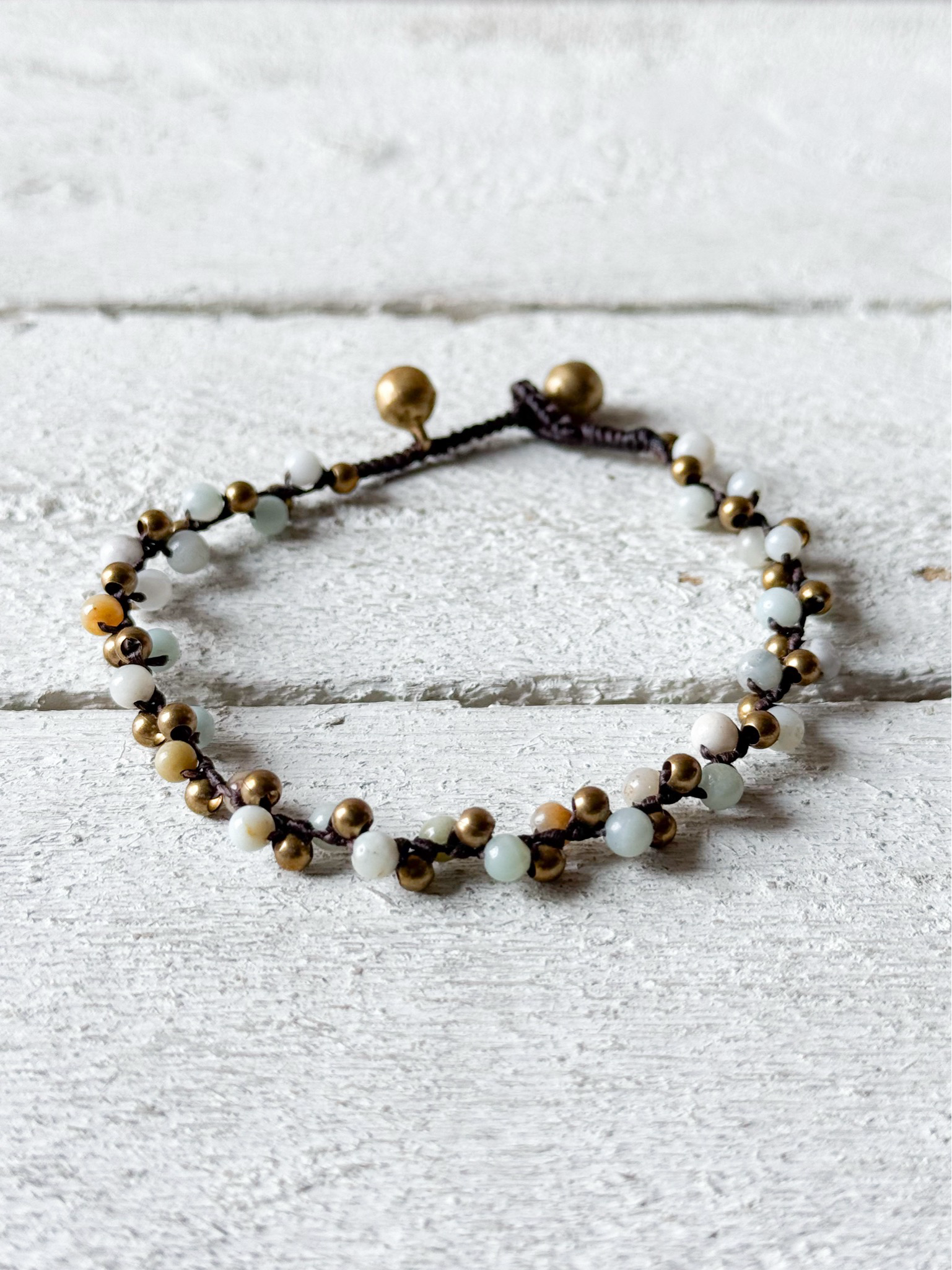 Pulsera nudos aguamarina