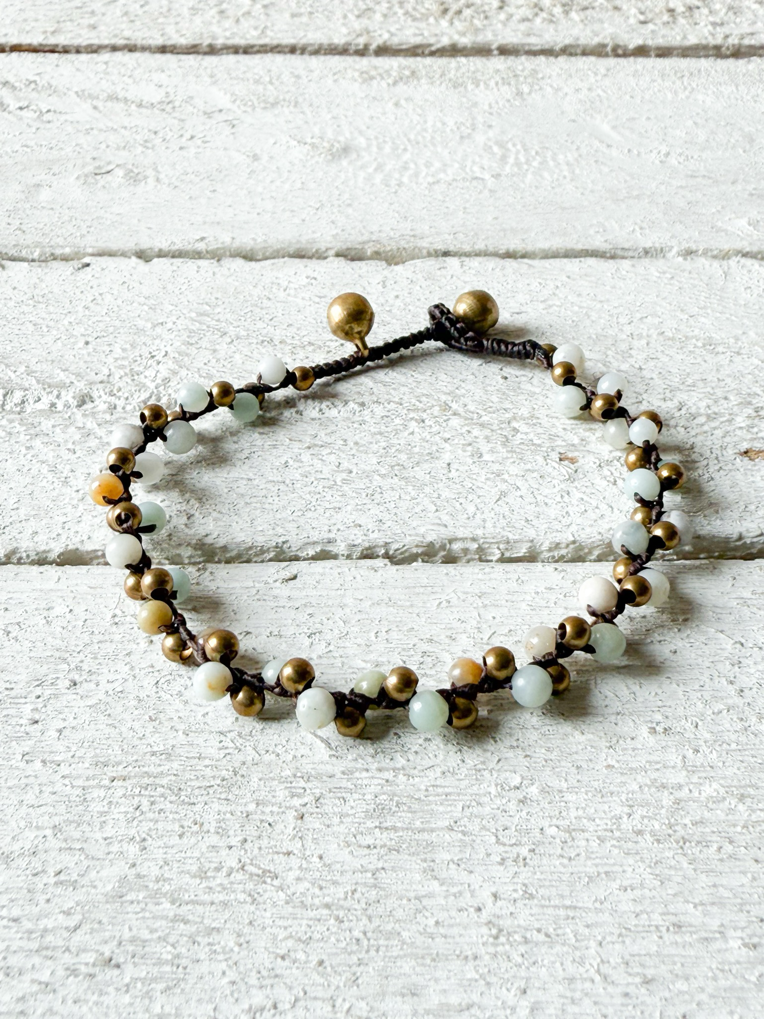 Pulsera nudos aguamarina