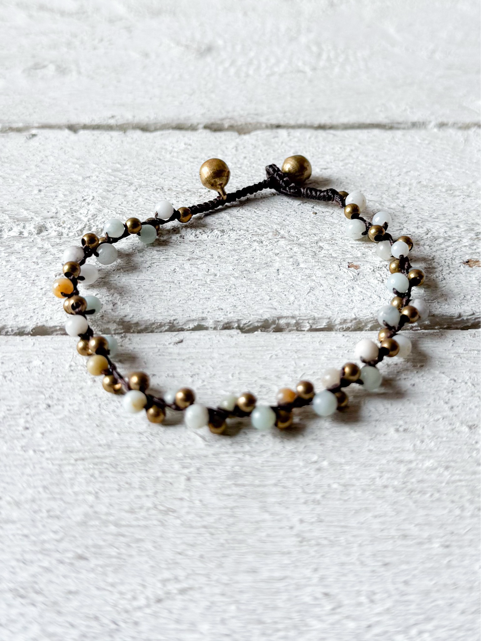 Pulsera nudos aguamarina