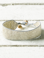 Pulsera miyuki cristales plata cuerda gris cascabel 2cm
