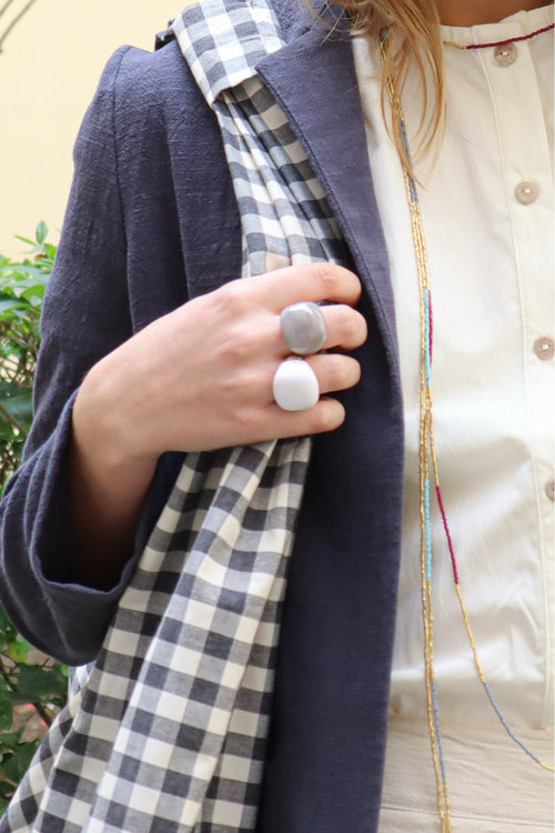 Anillo elástico plano esmalte gris metal