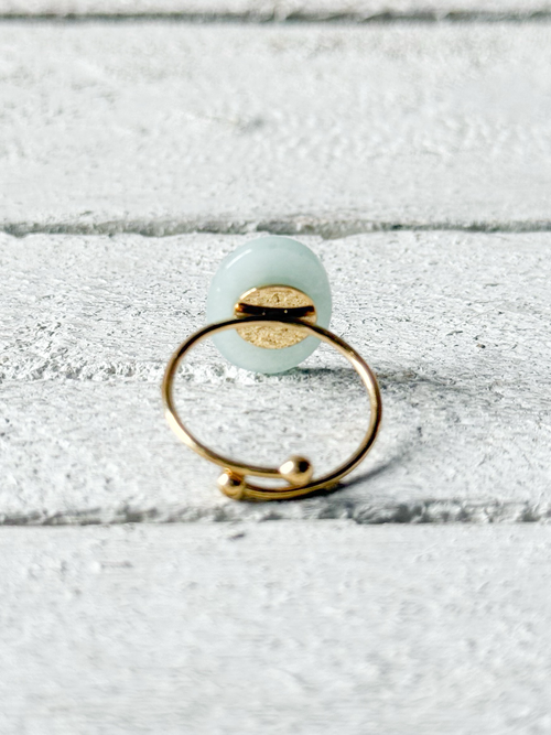 Anillo estrella agua oval