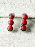 Pendientes tres piedras rojas