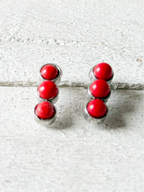 Pendientes tres piedras rojas