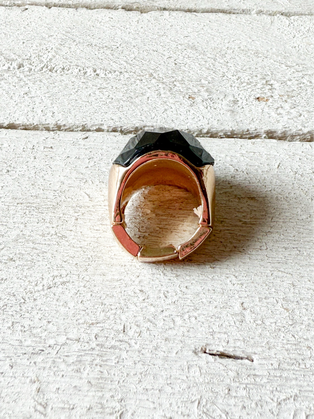 Anillo facetado azul plomo elástico