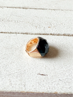 Anillo facetado azul plomo elástico