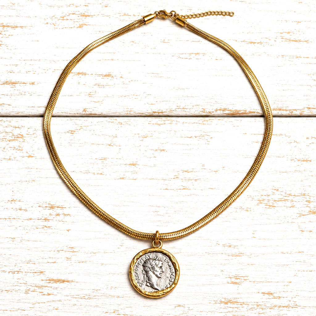Gargantilla moneda acero reversible