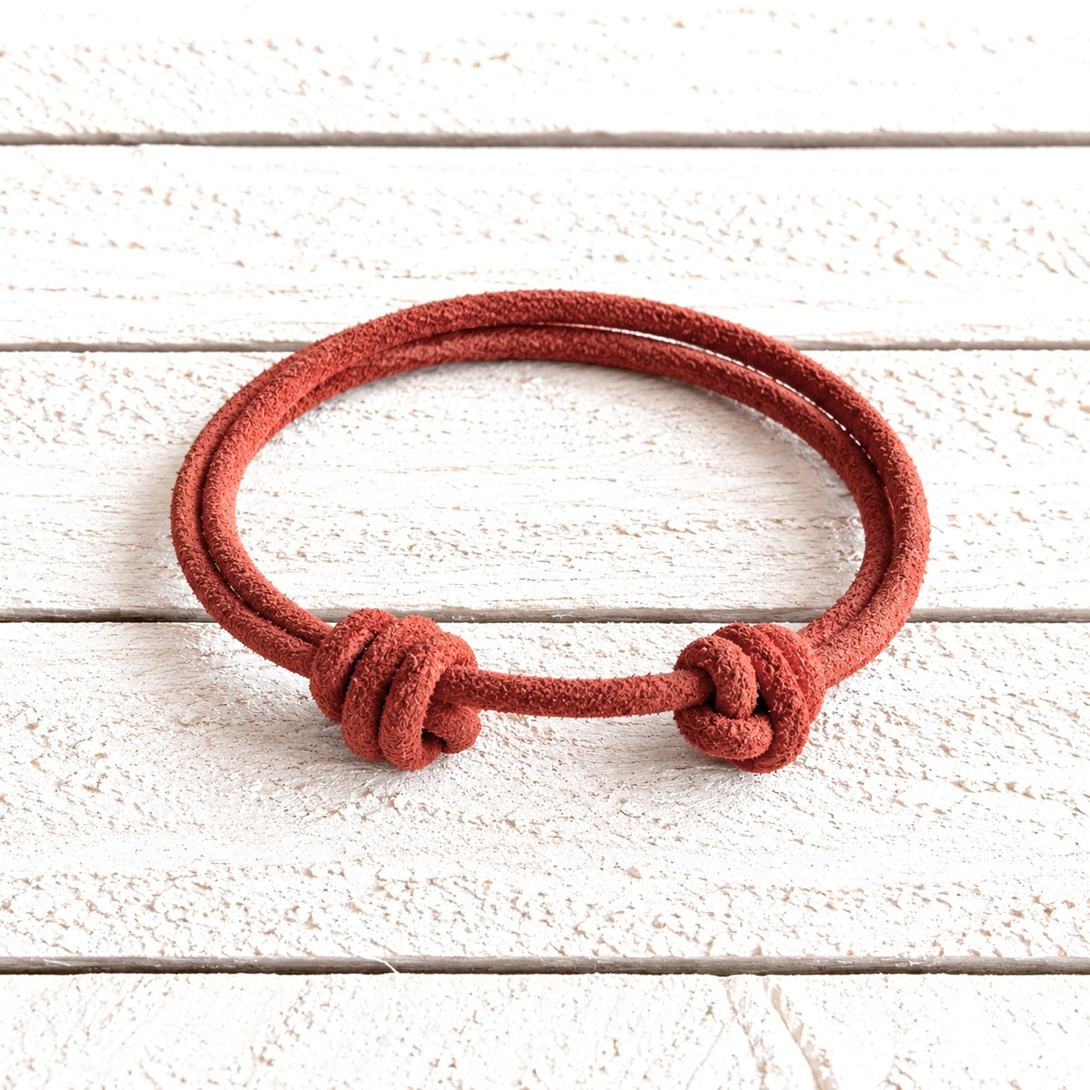 Pulsera nudos cuero envejecido teja