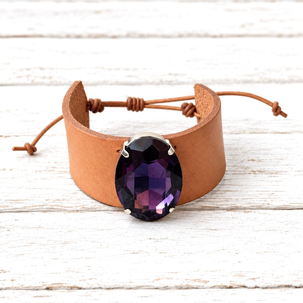 Pulsera cuero ancho pedrusco