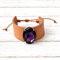 Pulsera cuero ancho pedrusco