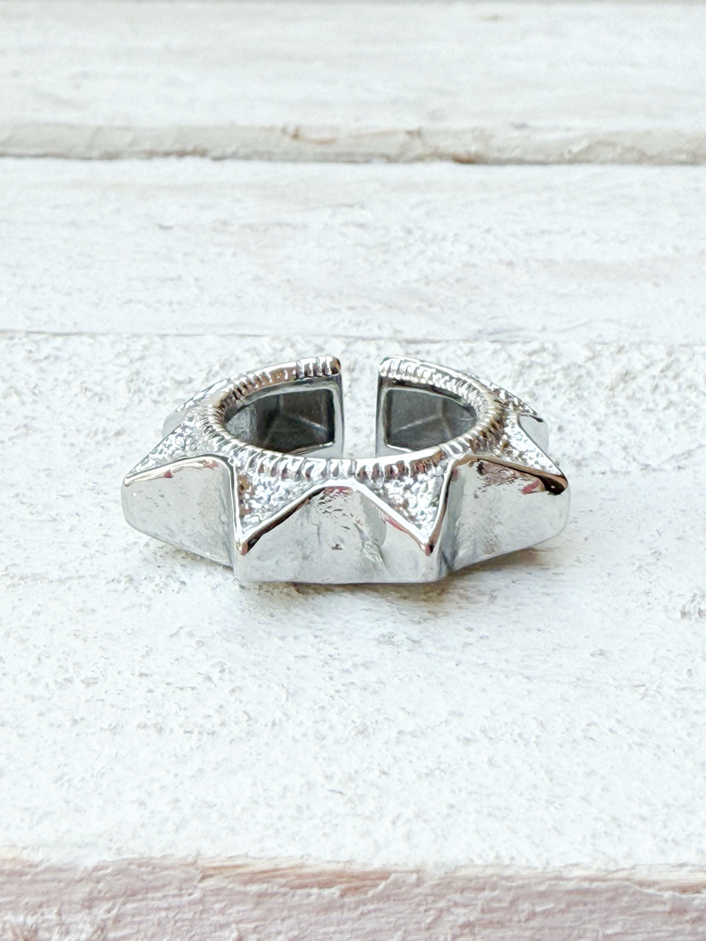 Anillo picos plateado