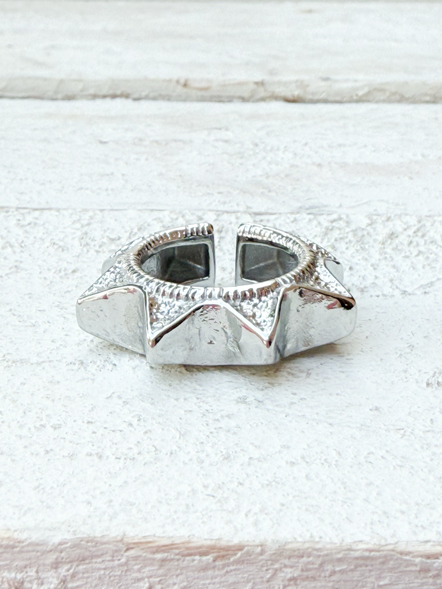 Anillo picos plateado