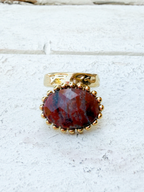 Anillo pedrusco enmarcado teja